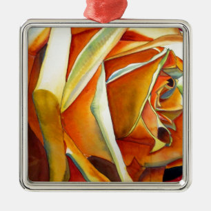 Ornement En Métal Rose jaune originale aquarelle Art