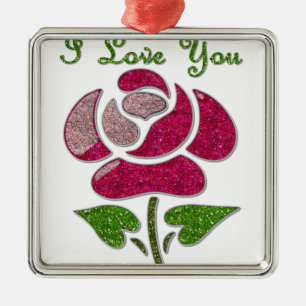 Ornement En Métal Rose Pochoir Rose Je T'aime