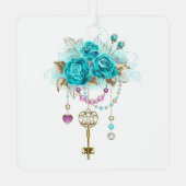 Ornement En Métal Roses turquoise avec touches (Verso)
