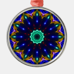 Ornement En Métal Roue circulaire Kaleidoscope bleu transcendantal