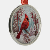 Ornement en métal rouge cardinal 3D (Droite)