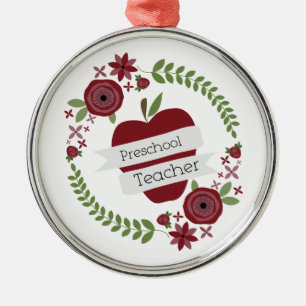 Ornement En Métal Rouge floral Apple de guirlande de professeur