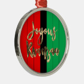 Ornement En Métal Rouge noir vert rayé Motif Joyous Kwanzaa (Droite)