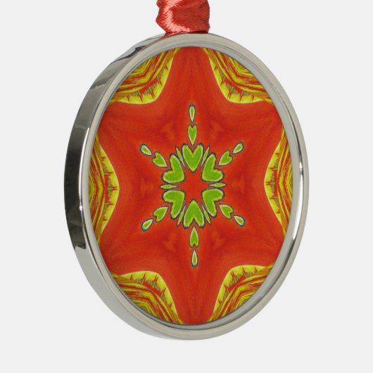 Ornement En Métal Rouge or vert Mandala Art Imprimer (Droite)