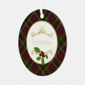 Ornement En Métal Rouge, Vert Et Or Plaqué Avec Le Nom Noël (Avant gauche)