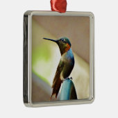 Ornement En Métal Ruby perché et petit colibri vert (Droite)
