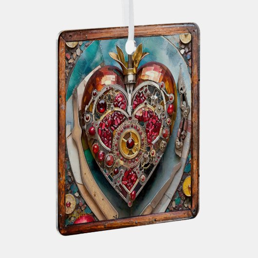 Ornement En Métal Ruby Pomegranate Heart Steampunk Series (Avant droite)