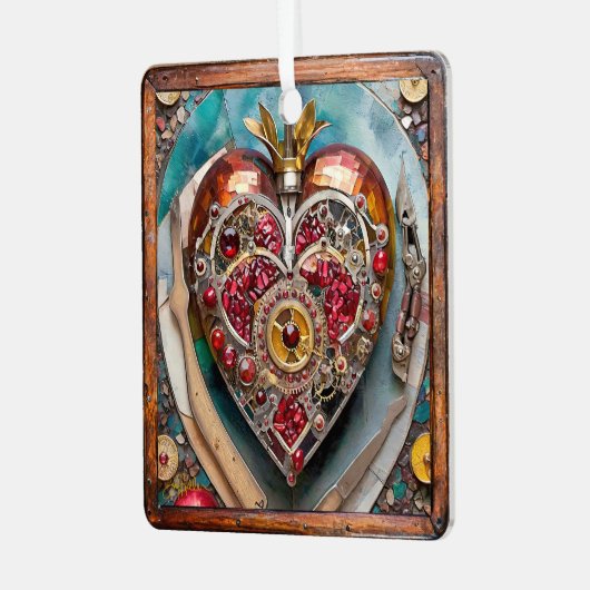 Ornement En Métal Ruby Pomegranate Heart Steampunk Series (Avant gauche)