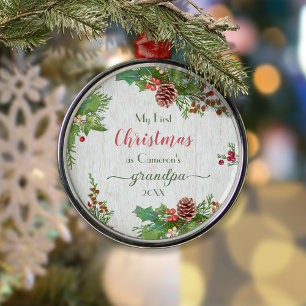 Ornement En Métal Russe Photo personnalisée Nouveau grand-père 1er N