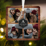 Ornement En Métal Rustic Grange Wood 4 Photos Famille Photo Collage<br><div class="desc">Upload your favorite photographite make your own unique personalized keepsake photo gift.</div>