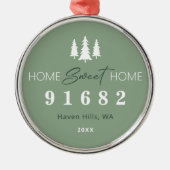 Ornement En Métal Sage White Home Sweet Home Code postal (Devant)