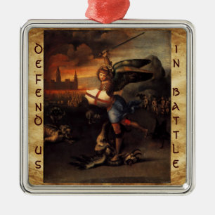 Ornement En Métal Saint Michael et la prière du dragon