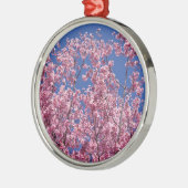 Ornement En Métal Sakura Cherry Fleurit Dans Le Bleu (Gauche)