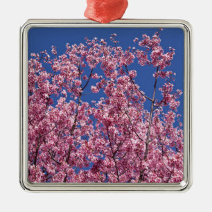 Ornement En Métal Sakura Cherry Fleurit Dans Le Bleu