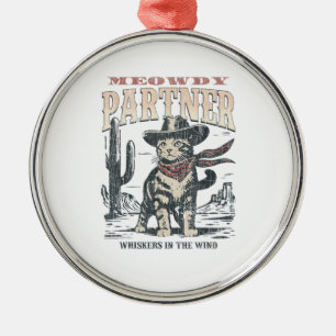 Ornement En Métal Salut associé Cowboy Chat