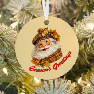 Ornement En Métal Salutations de saison - Père Noël d'automne