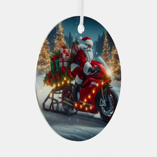 Ornement En Métal Santa Claus à moto Ducati (Avant droite)