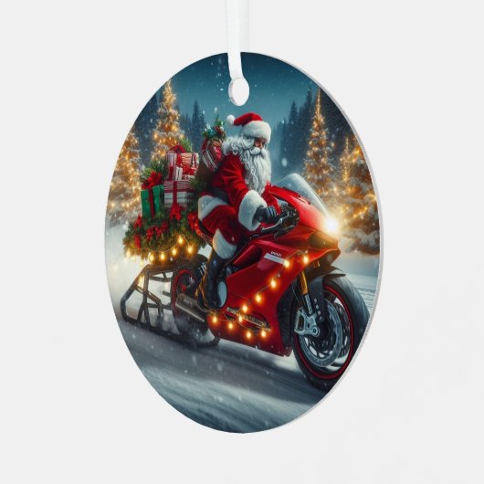 Ornement En Métal Santa Claus à moto Ducati (Avant gauche)