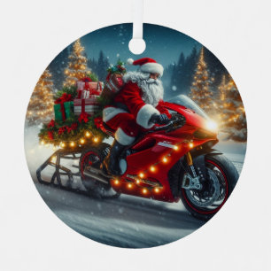 Ornement En Métal Santa Claus à moto Ducati