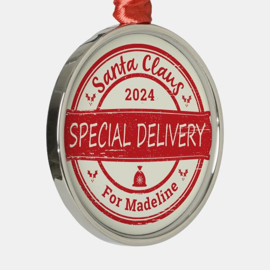 Ornement En Métal Santa Claus Livraison spéciale Nom personnalisé An (Droite)