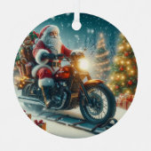 Ornement En Métal Santa Claus Montant Une Moto Honda Motorcycle (Recto)