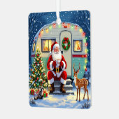 Ornement En Métal Santa Drinking Hot Cocoa outside his RV Christmas (Avant gauche)