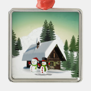 Ornement En Métal Scène des neiges de Noël