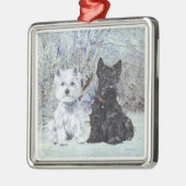 Ornement En Métal Scottie et Westie Ornament (Gauche)