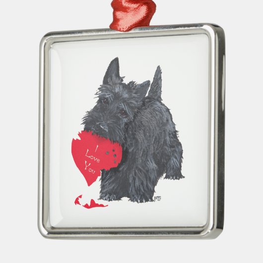 Ornement En Métal Scottish Terrier Valentine (Gauche)