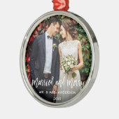 Ornement En Métal Script de pinceau moderne marié & Joyeux Mariage (Gauche)