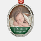 Ornement En Métal Script élégant Mon premier Noël Baby Green (Gauche)