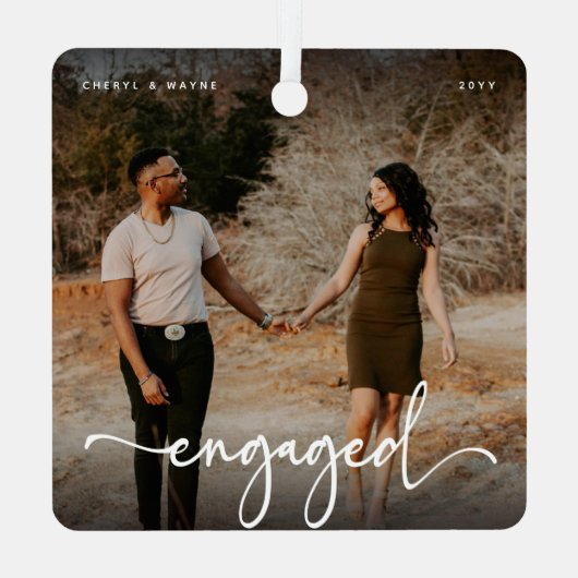Ornement En Métal Script Engagé Photo Keepsaké cadeau (Verso)
