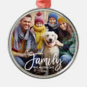 Ornement En Métal Script moderne Brascript Family Photo Round (Devant)