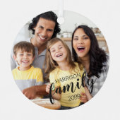 Ornement En Métal Script moderne FAMILY 2 Photos Couleur personnalis (Recto)