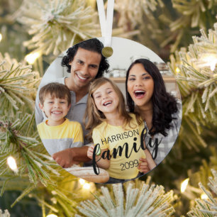 Ornement En Métal Script moderne FAMILY 2 Photos Couleur personnalis