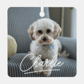 Ornement En Métal Script moderne Pet Photo Noël (Verso)