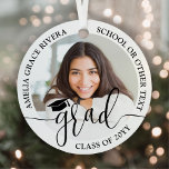 Ornement En Métal Script moderne tendance 2 photos rondes Graduation<br><div class="desc">Commémorez l'exploit du diplômé avec une coutume 2 remise de diplômes photo ronde ornement de Noël en métal. Les images et le libellé de ce modèle sont simples à personnaliser et peuvent être différents ou identiques sur le devant et le dos. Toutes les couleurs peuvent être facilement customisées avec l'outil...</div>