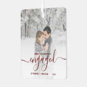 Ornement En Métal Script rouge photo personnalisé de Noël (Avant gauche)