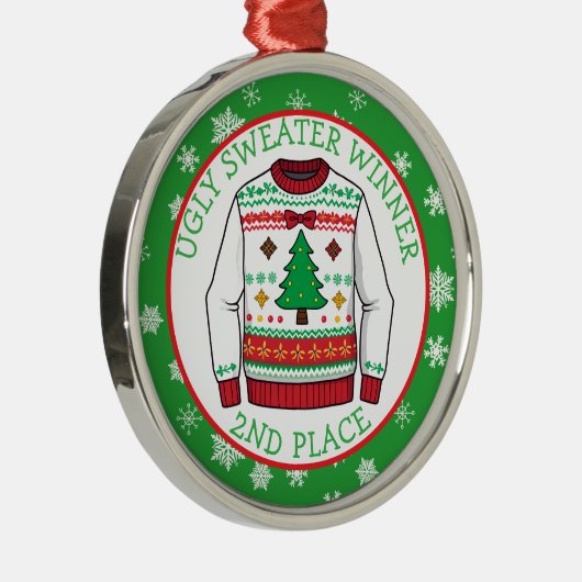 Ornement En Métal Second Place Ugly Sweater Winner Christmas (Droite)