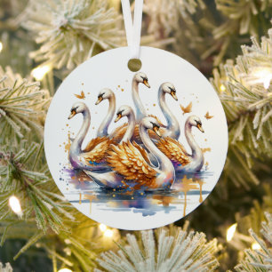 Ornement En Métal Sept cygnes nage Douze jours de Noël