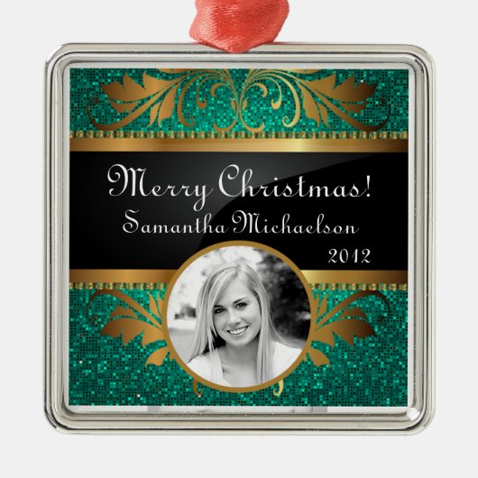 Ornement En Métal Séquence de Parties scintillant Turquoise personna (Devant)