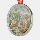 Ornement En Métal Shared Warmth Whimsical Farmhouse Animals Campfire (Gauche)