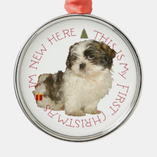 Ornement En Métal Shih Tzu Puppy First Christmas