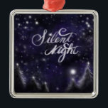 Ornement En Métal Silent Night - romantic Holiday snow scene<br><div class="desc">Silent Night - romantic Holiday snow scene during the earlier morning while the moon is glistening over a blanket of fresh new snow.</div>