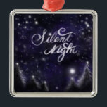Ornement En Métal Silent Night - romantic Holiday snow scene<br><div class="desc">Silent Night - romantic Holiday snow scene during the earlier morning while the moon is glistening over a blanket of fresh new snow.</div>