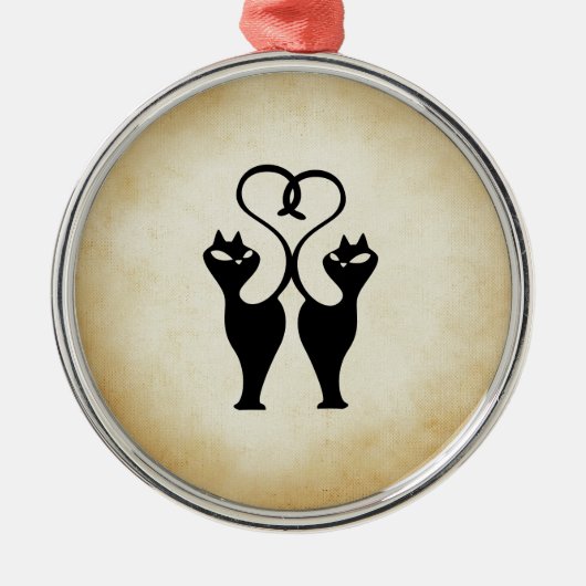 Ornement En Métal Silhouette à deux chats (Devant)
