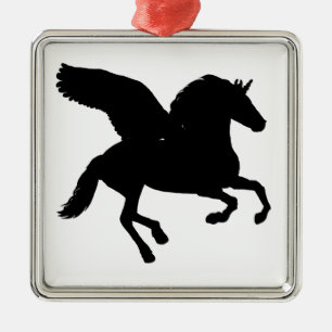 Ornement En Métal Silhouette de la licorne ailée