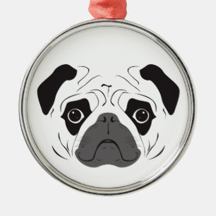 Ornement En Métal Silhouette de visage de Pug