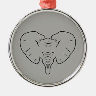 Ornement En Métal Silhouette de visage d'éléphant