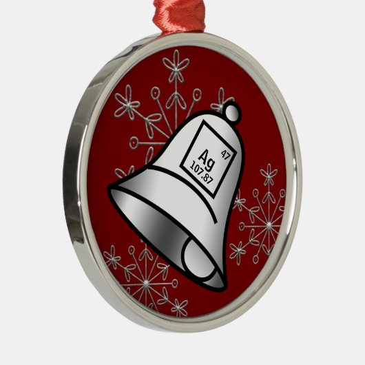 Ornement En Métal Silver Bells Tableau Périodique Snowflake Science  (Droite)